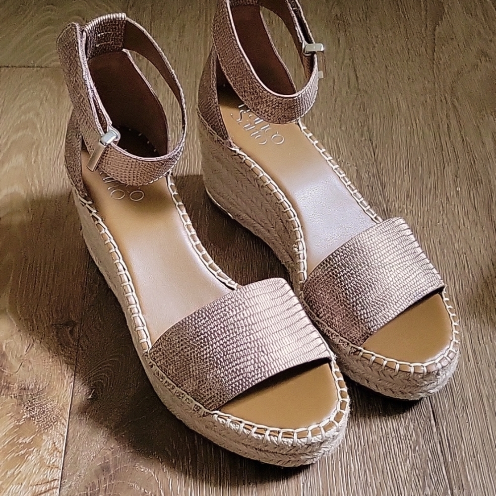 Franco Sarto Clemens Jute Wrapped Espadrille Wedge Heel Sandals 7 New in Box